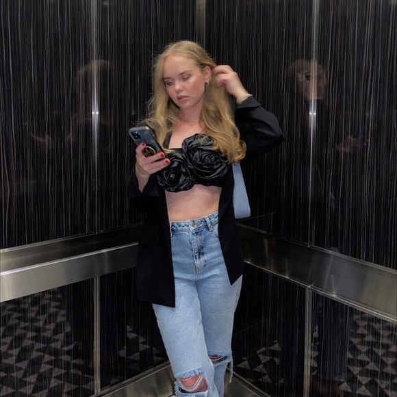 🖤 ZARA BNWT FLORAL APPLIQUÉ TOP • SIZE SMALL 🖤 - Picture 13 of 16